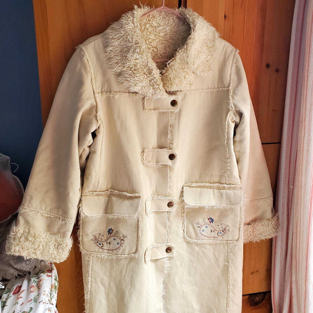Disney X Donaldson Cream Canvas & Faux Fur Lined Pennylane Style Coat 40